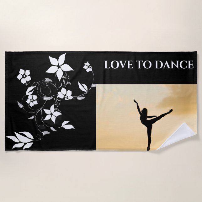 "LOVE TO DANCE" beach towel. Beach Towel (Front)