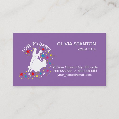 Love to dance business card