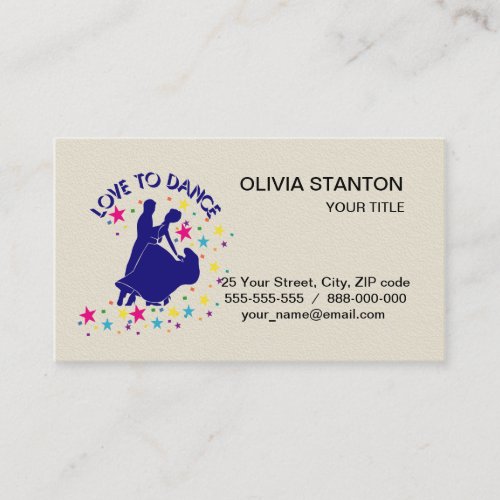 Love to dance business card