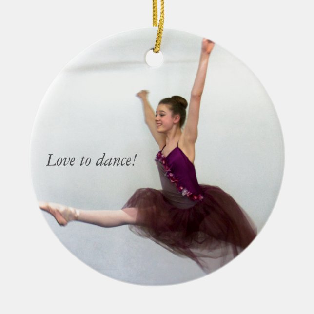 Love to dance! ceramic ornament (Front)