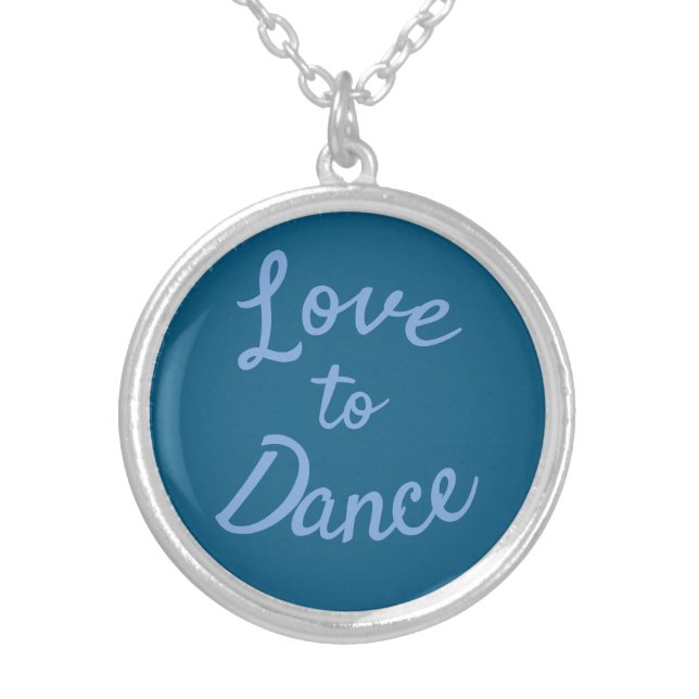 "Love to Dance" Charm Silver Plated Necklace (Front)