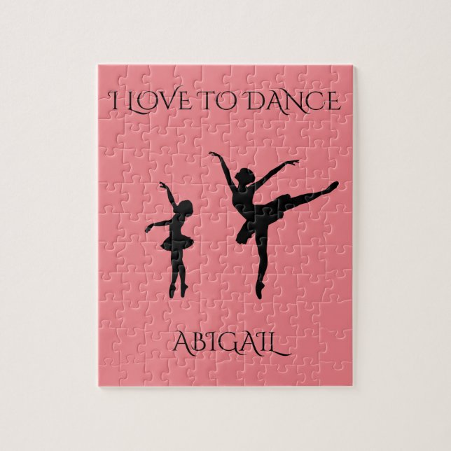 "Love to dance" puzzle with personalized name. (Vertical)