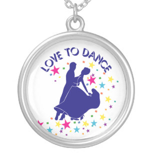 Love to dance silver plated necklace
