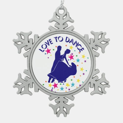 Love to dance snowflake pewter christmas ornament