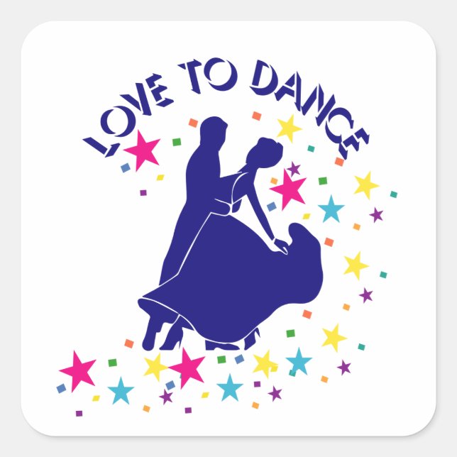 Love to dance square sticker (Front)