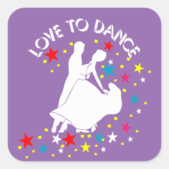Love to dance square sticker (Front)