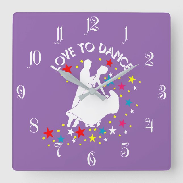 Love to dance square wall clock (Front)