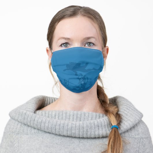 Love To Dive In Underwater Ocean Scuba Diving Adult Cloth Face Mask (Worn)