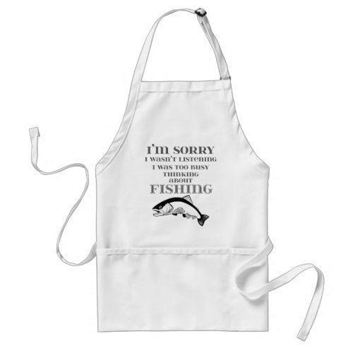 Love to Fish Fishermans Thinking About Fishing Adult Apron