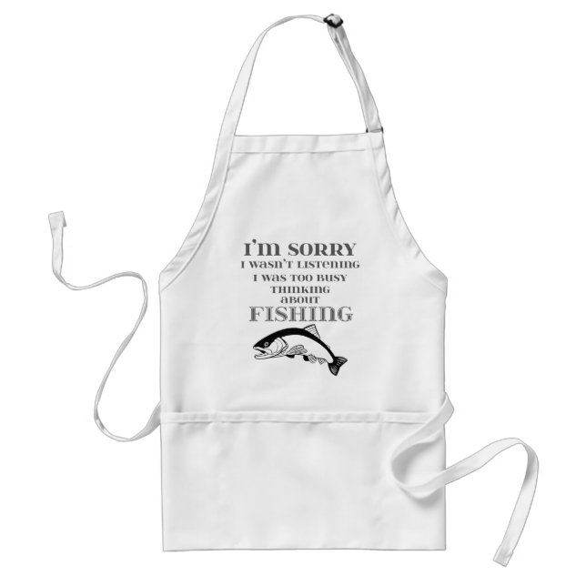 Love to Fish Fishermans Thinking About Fishing Adult Apron (Front)