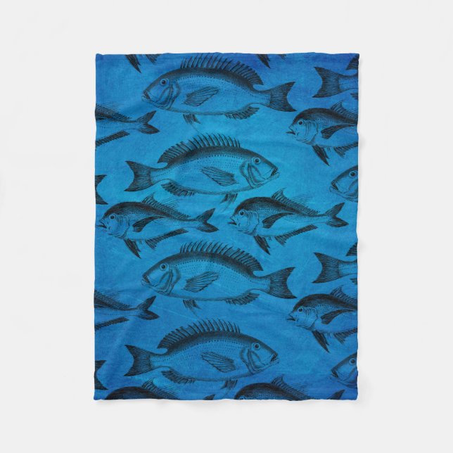 Love To Fish Fishermans Vintage Fleece Blanket (Front)
