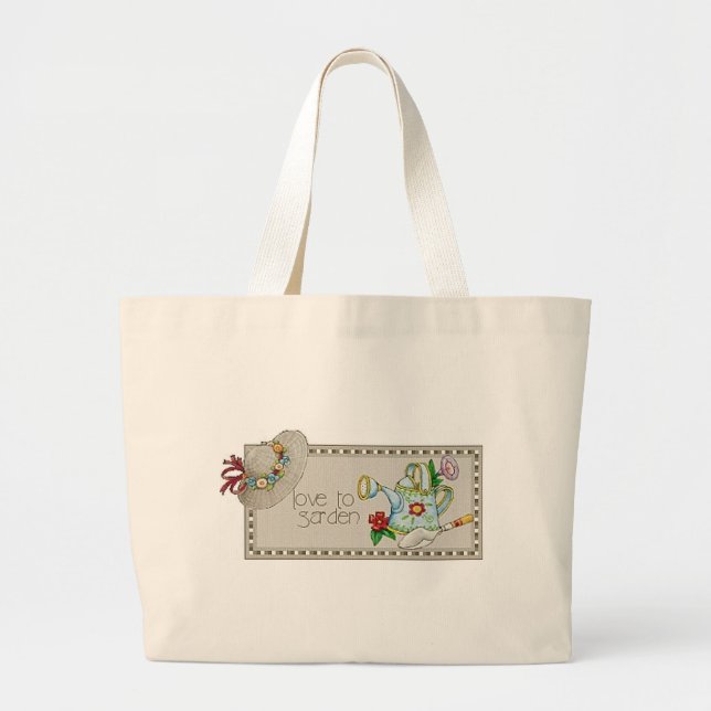 Love To Garden Totebag Large Tote Bag (Front)