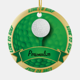Love to Golf in Green Personalize Ceramic Ornament