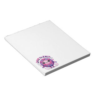 Love to Knit Quote Cute Pink Purple Ball of Yarn Notepad
