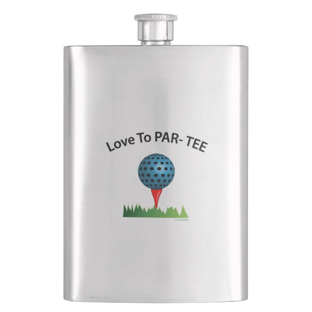 Love to Par-Tee, Funny Golf Quote Flask (Front)