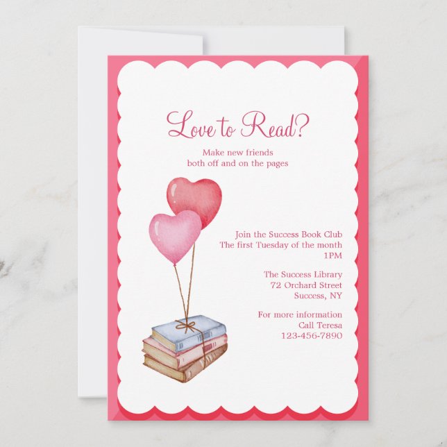 Love to Read Book Club Invitation (Front)