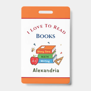 Love To Read Books Reader Reading Personalize Badge