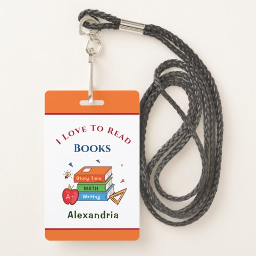 Love To Read Books Reader Reading Personalize Badge
