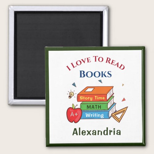 Love To Read Books Reader Reading Personalize Magnet