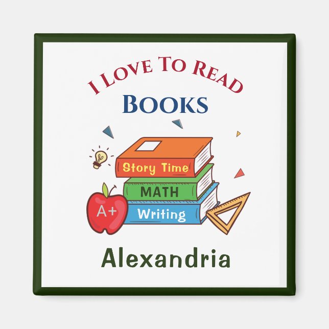 Love To Read Books Reader Reading Personalize Magnet (Front)