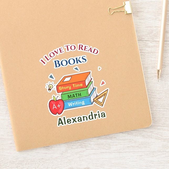 Love To Read Books Reader Reading Personalize Sticker (Notebook)