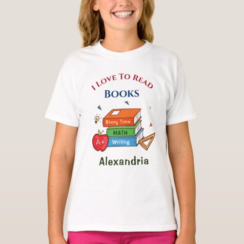 Love To Read Books Reader Reading Personalize T_Shirt