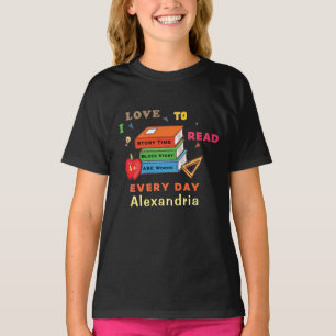 Love To Read Books Reader Reading Personalize T-Shirt