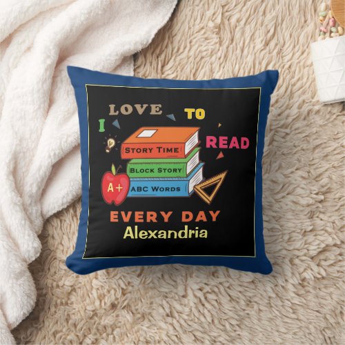 Love To Read Books Reader Reading Personalize Throw Pillow