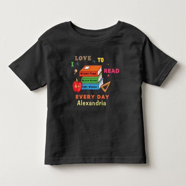 Love To Read Books Reader Reading Personalize Toddler T-shirt (Front)