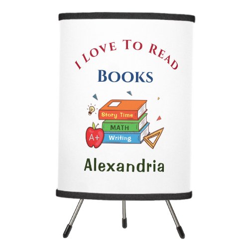 Love To Read Books Reader Reading Personalize Tripod Lamp