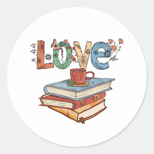Love to Read Books Round Sticker