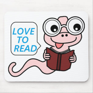 "LOVE TO READ" BOOKWORM MOUSE PAD