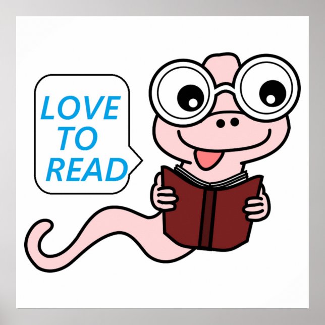 "LOVE TO READ" BOOKWORM POSTER (Front)