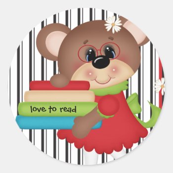 Love To Read Cute Bear Sticker by BabyDelights at Zazzle