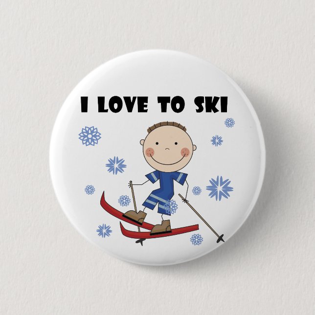 Love to Ski - Boy Tshirts and Gifts Pinback Button (Front)