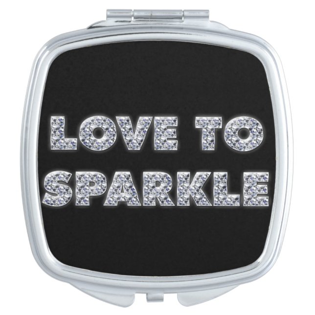 Love To Sparkle, Diamonds on Black Vanity Mirror (Front)