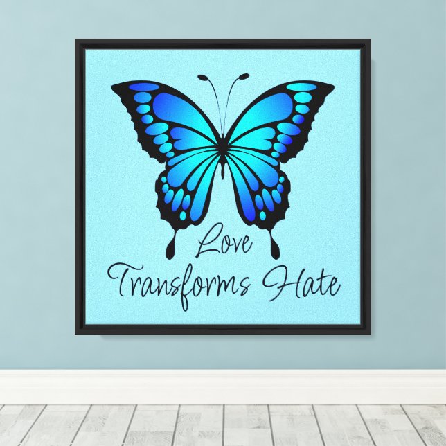 Love Transforms Hate Stretched Canvas Print (Insitu(Wood Floor))