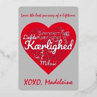 LOVE translated into 40 Languages Valentine's Day Foil Holiday Card