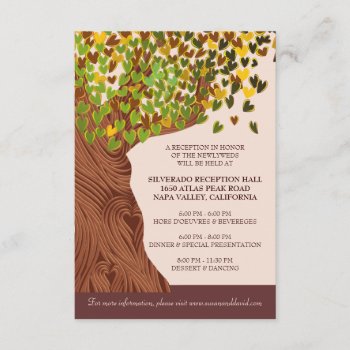 Love Tree Falling Heart Leaves Reception Card by InvitationBlvd at Zazzle
