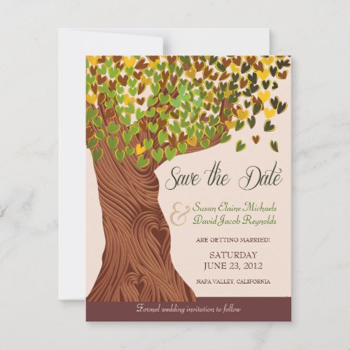 Love Tree Falling Heart Leaves Save the Date