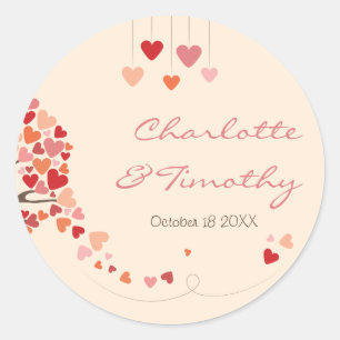 Love Tree Hearts Wedding Classic Round Sticker