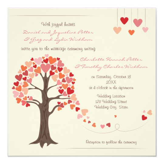 love tree hearts wedding invitation zazzle com