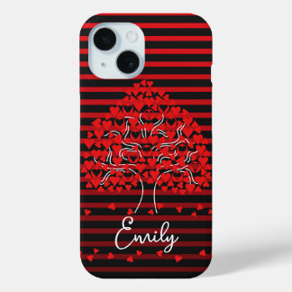 Love Tree iPhone Case Red Black Stripe