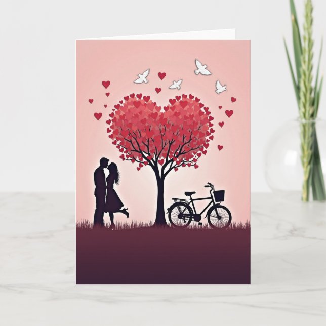 Love Tree Kissing Couple Card (Front)