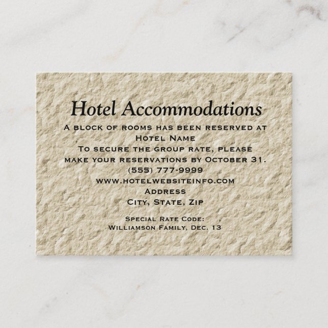 Love Tree Lilac Hotel Accommodation Insert Cards (Front)