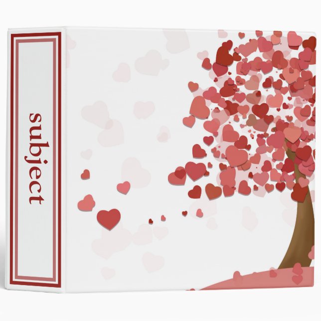 Love Tree - Mauve and Pink Heart Shaped Leaves 3 Ring Binder (Front/Spine)
