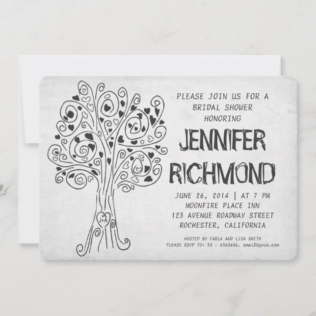 love tree modern bridal shower invitations (Front)