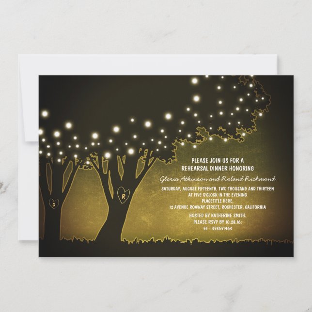 love tree night lights rehearsal dinner invites (Front)