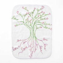 Love Tree of Life Art White Green Pink Hearts Cute Baby Burp Cloth Love Tree of Life Art White Green Pink Hearts Cute Baby Burp Cloth
