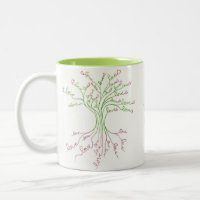 Love Tree of Life Art White Green Pink Hearts Cute